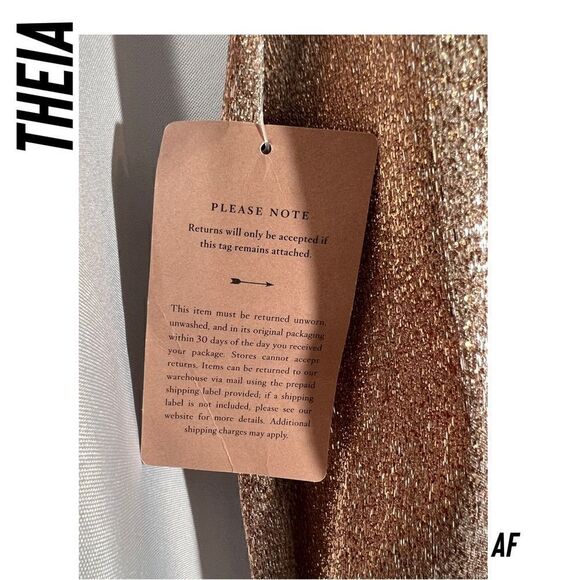THEIA OFF-SHOULDER GLITTER GOWN IN ROSE GOLD NWT NEW SIZE 6 - Picture 7 of 11